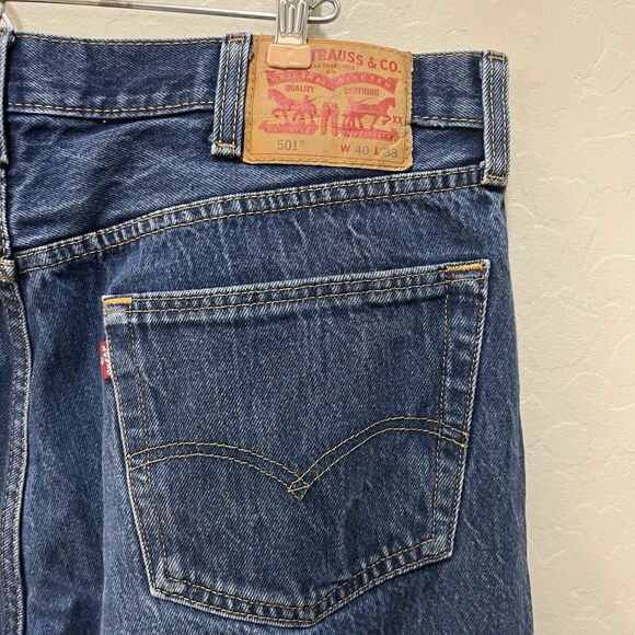 Levi's 501 Button Fly Mens Jeans Size (fits W 40x45 L)  Med. Wash Tall Man Jeans - Picture 7 of 9